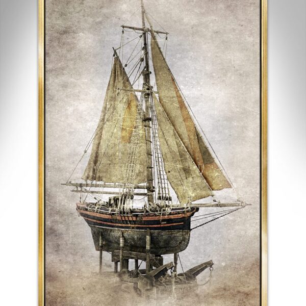 Hunter Dry Dock Mist – A striking, limited-edition nautical art canvas print capturing the bold beauty of a dry dock in mist, signed by the artist.