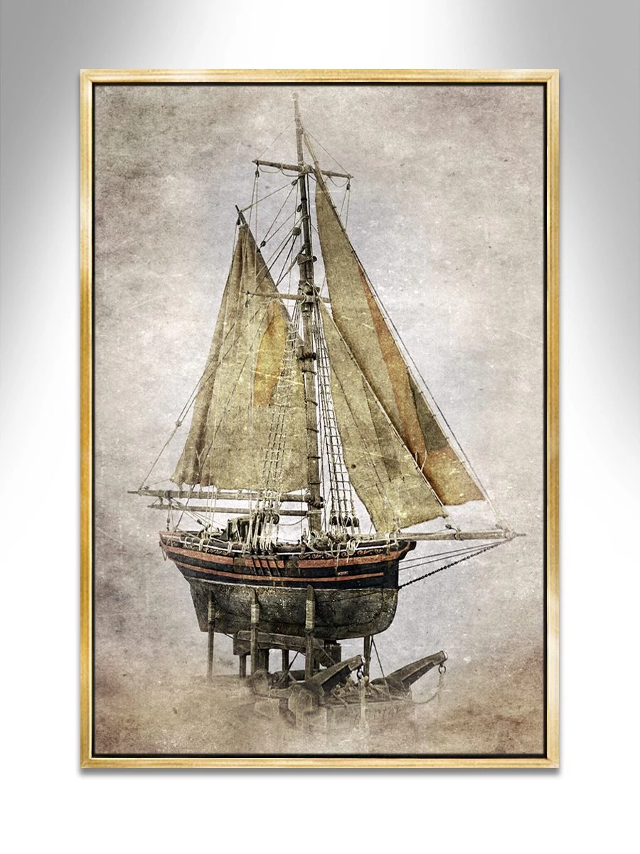 Hunter Dry Dock Mist – A striking, limited-edition nautical art canvas print capturing the bold beauty of a dry dock in mist, signed by the artist.
