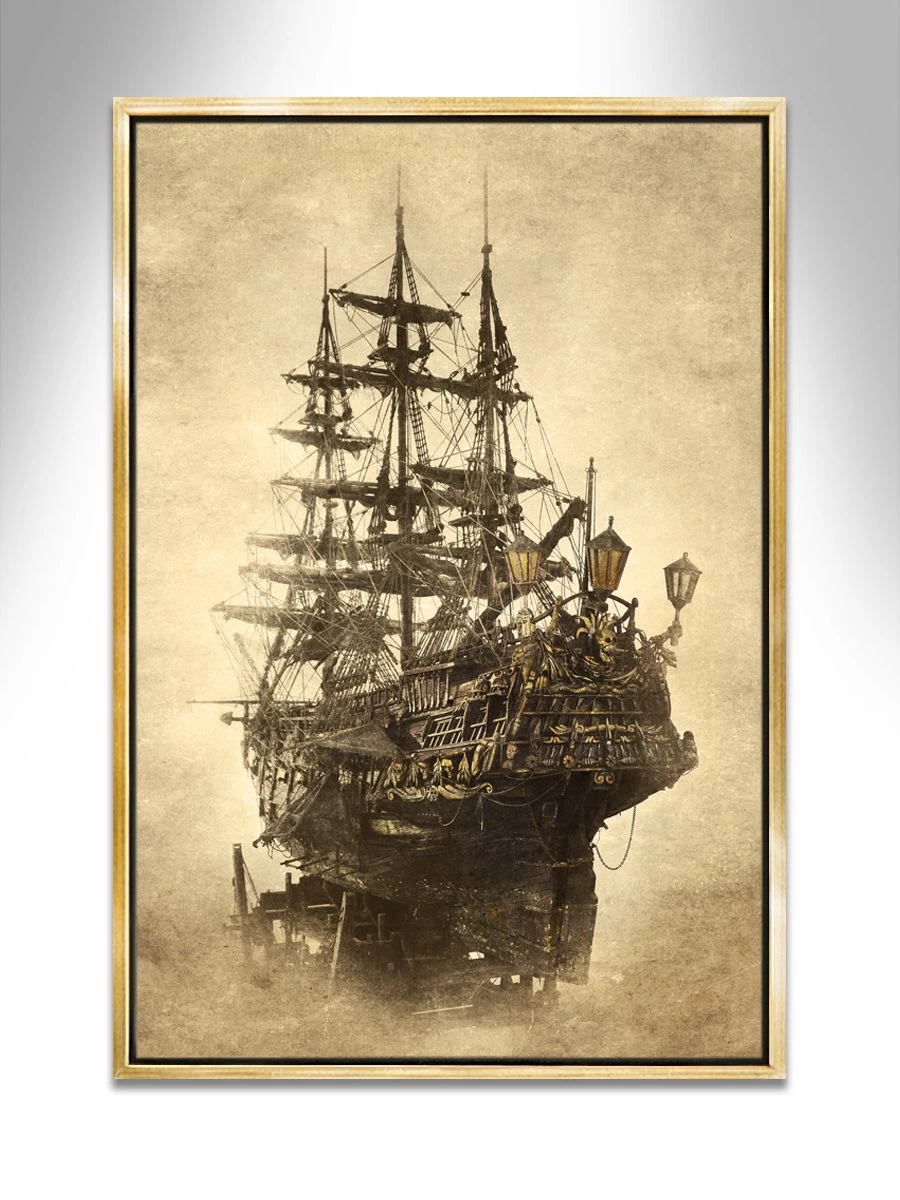 The Wind of The Seas Dry Dock Mist – A dramatic, limited-edition nautical art canvas print capturing the essence of the sea and mist over a dry dock, signed by the artist.